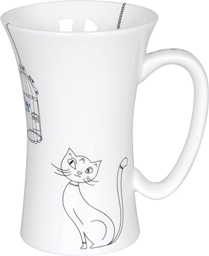 Könitz Mega-Tasse mit Katzen und Vögeln von Könitz