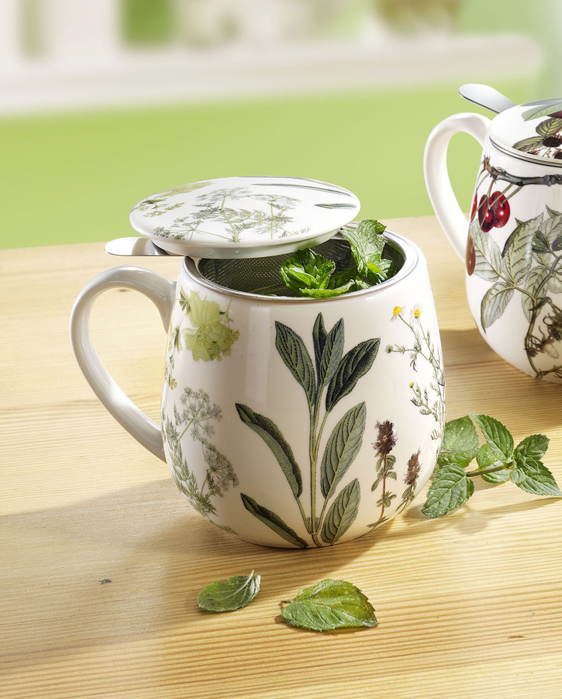 Teetassen aus feinem Porzellan, Teetasse Kräuter, Bunt von Könitz