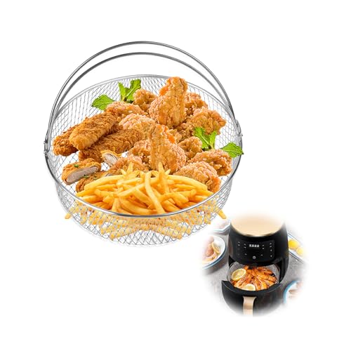 Air Fryer Basket, 8 Zoll Air Fryer Ersatz Zubehör für Instant Pot 6-8 QT, 304 Edelstahl Mesh Korb mit Griff für AirFryer Ofen Dampfgarer von Kofebe