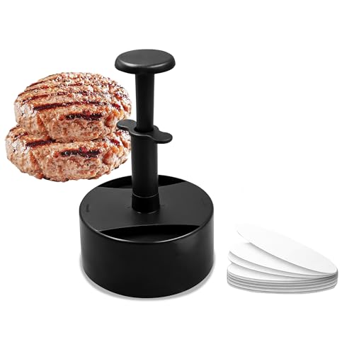 Kofebe Burgerpresse Set, Antihaft-Burgerpresse aus Kunststoff für BBQ & Grill, 100 Backpapier-Blättern, Ideal als Burger Maker, Patty Maker (Schwarz) von Kofebe