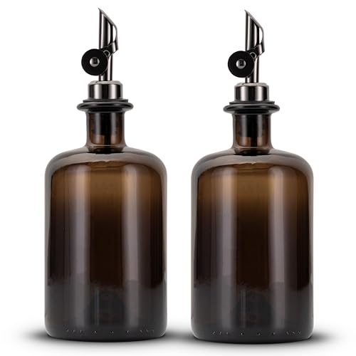 Koffs Design - 2 Stück Ölflaschen zum Befüllen - Moderner Ölspender aus Braunglas mit Edelstahl Ausgießer – Spender für Öl, Essig und Balsamico - für deinen Inhalt - 500ml - blanko von Koffs Design