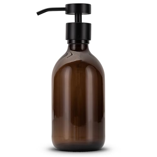 Koffs Design Glas Seifenspender für Badezimmer und Küche - Flüssigseifenspender aus Braunglas – modern - Pumpspender für Seife, Spülmittel & Handcreme - Spüli Spender - Blanko 1 Stück von Koffs Design