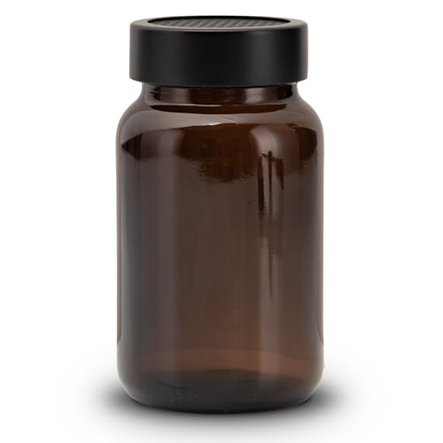 Koffs Design Kakao und Puderzucker Streuer Braunglas mit Edelstahlaufsatz - Kakaopulver, Zimt und Staubzucker Dosierer - Kakaostreuer 150ml - Pulverstreuer blanko von Koffs Design
