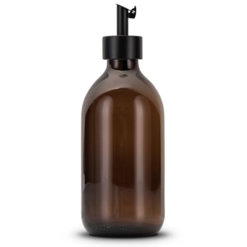 Koffs Design Ölflaschen zum Befüllen - Moderner Ölspender aus Braunglas mit Edelstahl Ausgießer – Spender für Öl, Essig und Balsamico - optional mit Sticker für deinen Inhalt - 300ml - blanko von Koffs Design