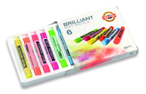Koh-I-Noor 6er Brillant Softpastellkreiden / Zeichenkreiden in 6 fluoresierenden Farbtönen von Koh-I-Noor