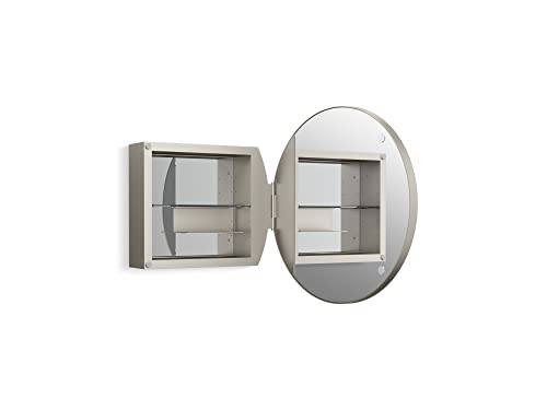 KOHLER 35572-BNL Verdera 61 cm runder gerahmter Badezimmer-Medizinschrank mit Spiegel, Badezimmerspiegel mit Stauraum, Badezimmer-Wandschrank, gebürstetes Nickel von Kohler