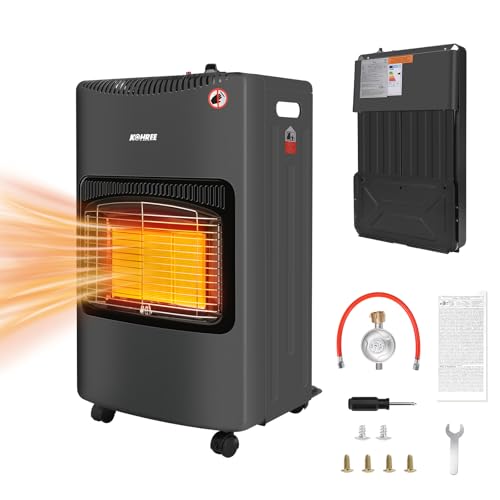 Kohree 4200 Watt Keramik Gasheizer, Gasheizung Dreifacher Sicherheitsschutz, Gasheizofen, Heizstrahler Gasheizgerät, inkl. Gasdruckregler Gasschlauch Schutzhülle Butan- oder Propangasflaschen bis 15kg von Kohree