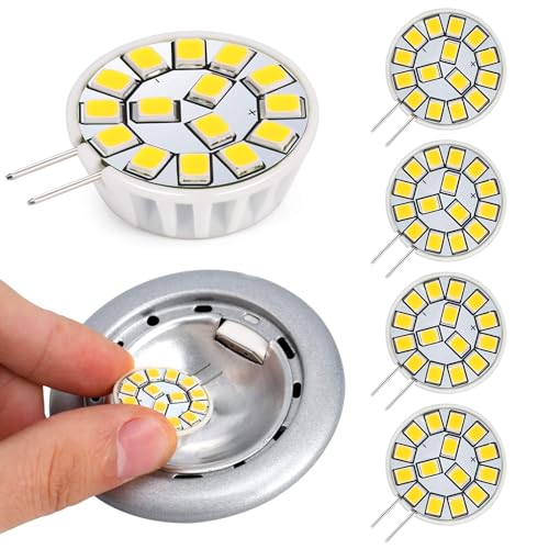 Kohree G4 LED 12V Hellweiß: 2W LED Leuchtmittel G4 Ersetzt 20W Halogen, LED Birne G4 4000K 145LM Lampe Kein Flackern Kein Dimmbar, Stiftsockellampe 12V AC/DC,Unterbauleuchten Dunstabzug Licht, 4PCS von Kohree