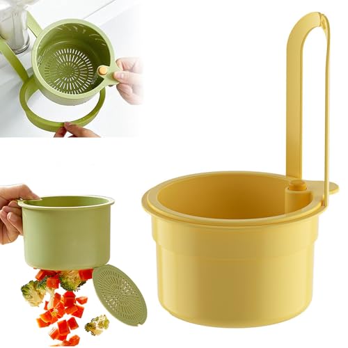 Sieb für Spülbecken,Abnehmbare Kunststoff-Abtropfkorb,Abflusssieb Küchenspüle,Spülbecken Sieb Ängesieb für Waschen/Organizer in Küche (Gelb) von KoimiaoBo