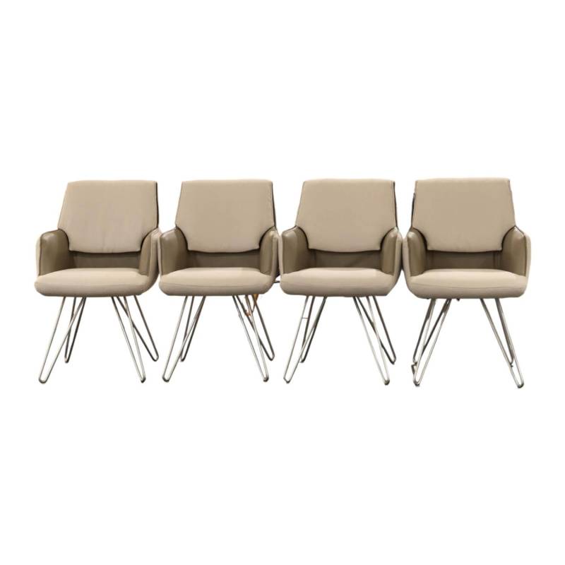 4er Set Stuhl S 1217 Stoff Grace 23 Grau Leder B Bonito Marmo Braun Gestell Nick... von Koinor