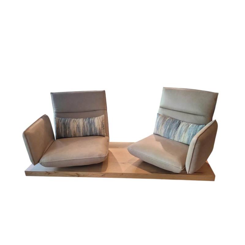 Sofa Experio Leder A India Jade Beige Plateau Echtholzfurnier Balkeneiche Mit Fu... von Koinor