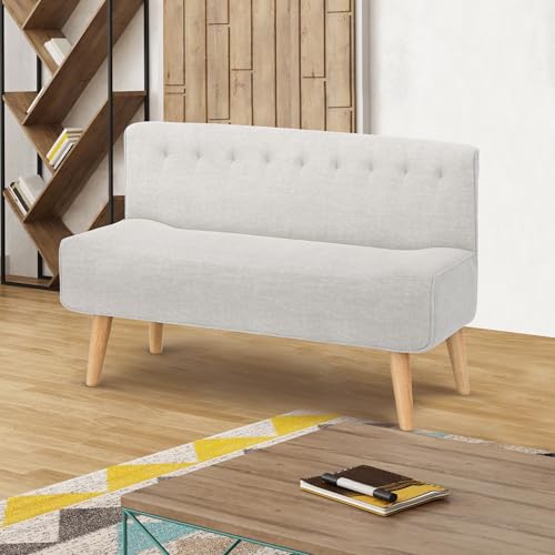 Koioplie Sofa 2-Sitzer Bank Stoffsofa Loungesofa Polstersofa Couch 117 * 42 * 75 cm Weiß von Koioplie