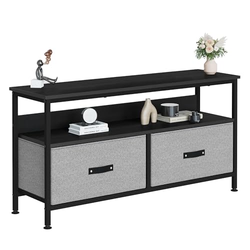 Koioplie TV Schrank Mit 1 Fach Und 2 Schubladen Lowboard TV Möbel Tisch Board Sideboard Fernsehtisch Fernsehschrank HiFi-Schrank 99 x 30 x 57 cm (B x T x H) Schwarz von Koioplie