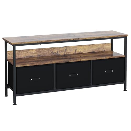 Koioplie TV Schrank mit 3 Schubladen 1 Fach Lowboard Sideboard Fernsehschrank Fernsehtisch TV Möbel Tisch Board HiFi-Schrank Braun Eichen-Optik 120x30x57cm von Koioplie