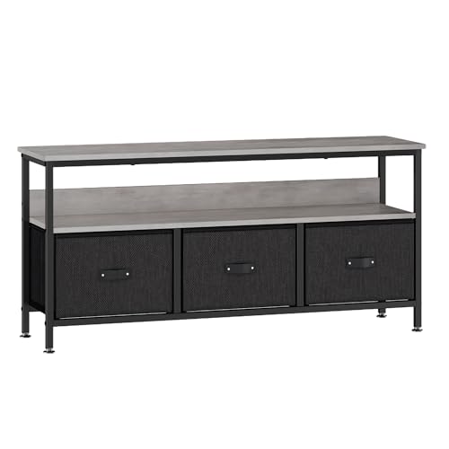 Koioplie TV Schrank mit 3 Schubladen 1 Fach Lowboard Sideboard Fernsehschrank Fernsehtisch TV Möbel Tisch Board HiFi-Schrank Grau Sonoma 120x30x57cm von Koioplie