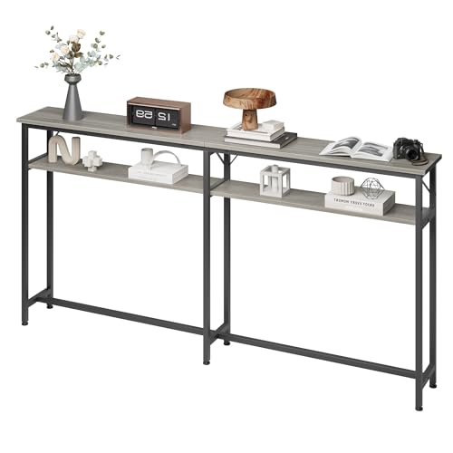 Konsolentisch, Beistelltisch Mit 2 Ebenen, Flurtisch Sofatisch Wohnzimmertisch Tisch Flurtisch, Grau Holzwerkstoff 180 x 20 x 98 cm Konsolentisch, Beistelltisch Mit 2 Ebenen, Flurtisch Sofatisch Wohnzimmertisch Tisch Flurtisch, Grau Holzwerkstoff 180 x 20 x 98 cm von Koioplie