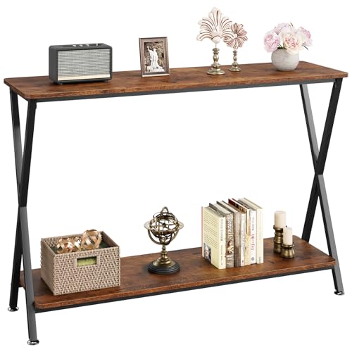 Konsolentisch Mit 2 Ablagen Konsole Beistelltisch Flurtisch Ablagetisch Wandtisch Tisch Anthrazitbraun + Schwarz 105 * 30 * 81cm von Koioplie