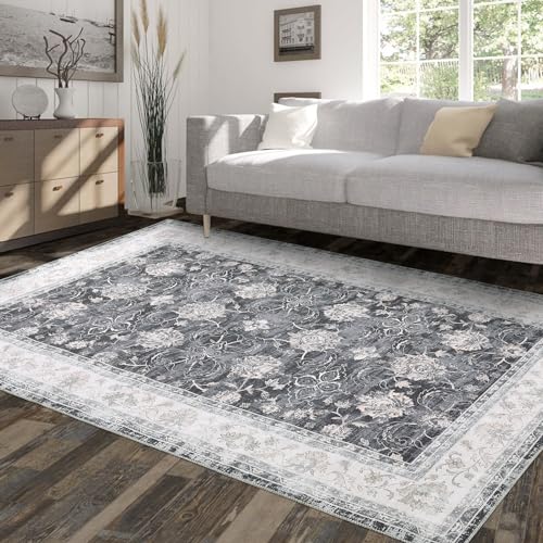 Teppich, Wohnzimmerteppich Kurzflor Weich Waschbar, Moderner Teppich für Wohnzimmer Schlafzimmer, Flauschig Einfarbig rutschfest, 200 * 290cm, Schwarz von Koioplie