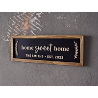 Home Sweet Eingangsschild Schwarz Holz Indoor Schild Große Wand Dekor Gerahmt Kunst Familienname Xl Etabliertes Zeichen von KoiosCrafts