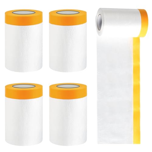 Kokoie Insgesamt 80 meter Abdeckfolie, 4 Rollen 55cm*20m Selbstklebende Malerfolie, Abdeckfolie Maler, mit Klebeband, mit Gelb Papier Maler zum Staubschutz Transparent Kokoie Insgesamt 80 meter Abdeckfolie, 4 Rollen 55cm*20m Selbstklebende Malerfolie, Abdeckfolie Maler, mit Klebeband, mit Gelb Papier Maler zum Staubschutz Transparent von Kokoie