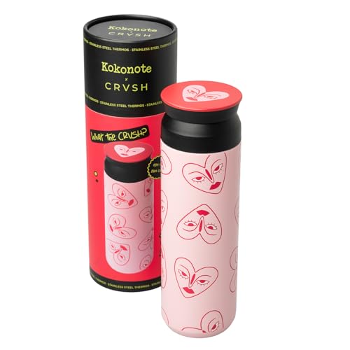 Kokonote Trinkflasche Edelstahl Crvsh Thermosflasche 500 ml - Sport Trinkflasche 500ml - Wasserflasche Kinder und Erwachsene - Sportflasche Kinder und Erwachsene, Rosa von Kokonote