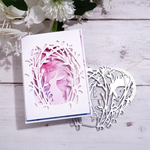 Kokorosa Scrapbooking-Stanzformen, Oster-Stanzformen, Metall-Stanzformen zum Basteln, Stanzformen für Kartenherstellung, geeignet für Party, Hochzeit, Urlaub (Fujiman-Kaninchen, 19 x 19 cm) von Kokorosa