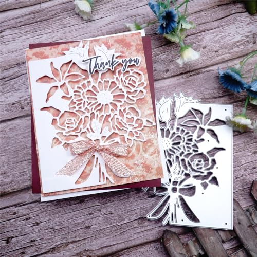 Kokorosa Stanzformen für Scrapbooking, Blumen-Stanzformen, Metall-Stanzformen zum Basteln, Stanzformen für Kartenherstellung, geeignet für Party, Hochzeit, Urlaub usw. (durchbrochener Blumenstrauß, 14 von Kokorosa