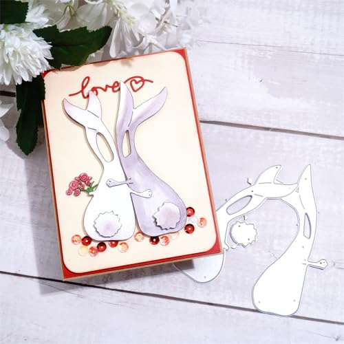 Kokorosa Stanzformen für Scrapbooking, Ostern, Metall-Stanzformen zum Basteln, Stanzformen für Kartenherstellung, geeignet für Party, Hochzeit, Urlaub, Hase mit Blume, 11 x 9 cm von Kokorosa