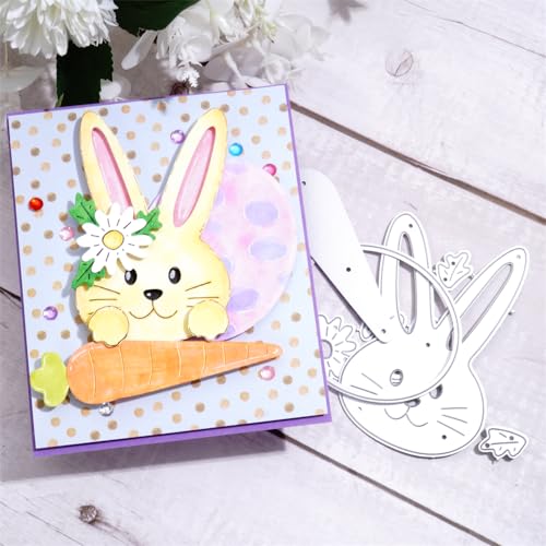 Kokorosa Stanzformen für Scrapbooking, Ostern, Metall-Stanzformen zum Basteln, Stanzformen für Kartenherstellung, geeignet für Party, Hochzeit, Urlaub (Blume, Kaninchen, 13 x 11,3 cm) von Kokorosa