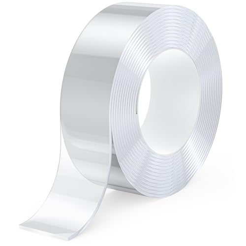 Kolamom 1 Pcs Doppelseitiges Klebeband Extra Stark 3M x 2CM – Abziehbares Nano Tape für Wände, Teppiche & Poster – Transparent & Rückstandsfrei – Starker Halt auf Glas/Metall/Holz von Kolamom
