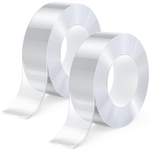 Kolamom 2 Pcs Doppelseitiges Klebeband Extra Stark 3M x 2CM – Abziehbares Nano Tape für Wände, Teppiche & Poster – Transparent & Rückstandsfrei – Starker Halt auf Glas/Metall/Holz von Kolamom