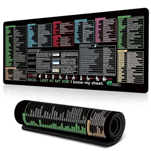 Excel Spickzettel-Schreibtischmatte, Excell-Spickzettel-Schreibtischmatte, Excel-Spickzettel-Schreibtischunterlage, PC-Büro-Tabellenkalkulation, wasserdichtes Mauspad, erweitertes großes von Kolarmo