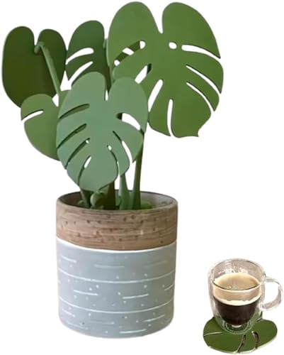 Monstera Untersetzer Pflanze magnetisch, Monstera Pflanze Untersetzer Baum, Monstera Pflanze Untersetzer, 2024 Neue kreative 3D-gedruckte grüne Blätter-Getränkeuntersetzer, tropische Heimdekoration, von Kolarmo