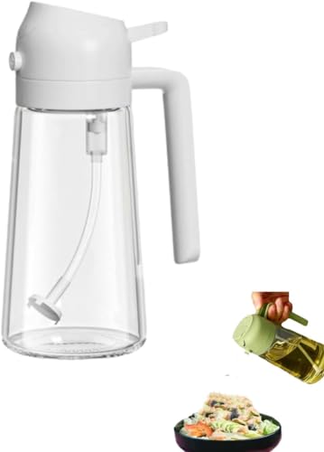 Oilmaster Pro 2 in 1 Spender, 2 in 1 Glas Ölspender, 2 in 1 Glas Ölsprüher & Spender, Ölspender für Küche Sprühen und Gießen, 2 in 1 Olivenöl Sprüher zum Kochen, Grün Orange (Weiß) von Kolarmo