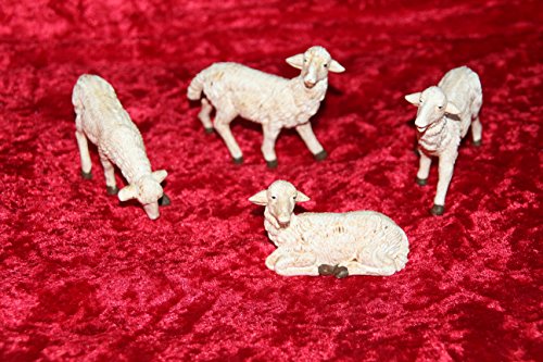 Krippen Zubehör, Set, 4 Schafe für Figurengröße von 14-16 cm. Aus Kunststoff von Kolbe
