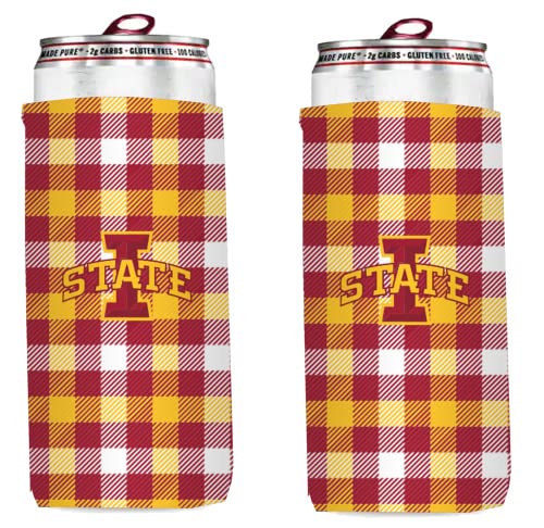 College Team Logo Ultra Slim Bier 340 ml Dosenhalter Kühler – 2er-Pack (Iowa State (Cyclones) – Plaid zusammenklappbar) von Kolder