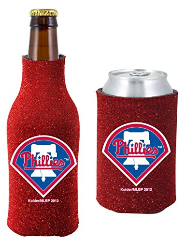 MLB Baseball Team Logo Damen Glitzer Flasche & Dosenkühler Set 340 ml Neopren Getränkehalter Hülle, Philadelphia Phillies von Kolder