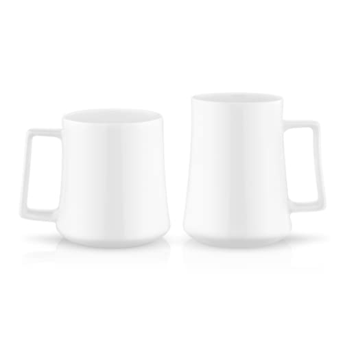 Kaffee-/ Tee-Tasse aus Porzellan Bone China mit rechteckigem Henkel 320 ml 2er Set von Koleksiyon