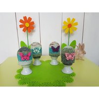 4-Er Set Eierwärmer Eiermütze Tischschmuck Oster-Deko Frühlings Deko Frühstückstisch Gehäkelt von KolibriCreative