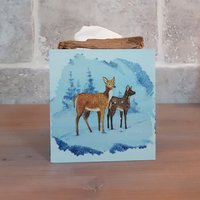 Kosmetiktücherbox Tissue Tischdeko Spender Für Taschentücher Box Holz Kosmetikbox Behälter Cube Deko Rehe Schlafzimmer Wohnzimmer Küche Bad von KolibriCreative