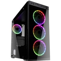 Kolink HORIZON Midi-Tower PC-Gehäuse Schwarz, RGB 4 vorinstallierte Lüfter, Seitenfenster, Staubfi von Kolink