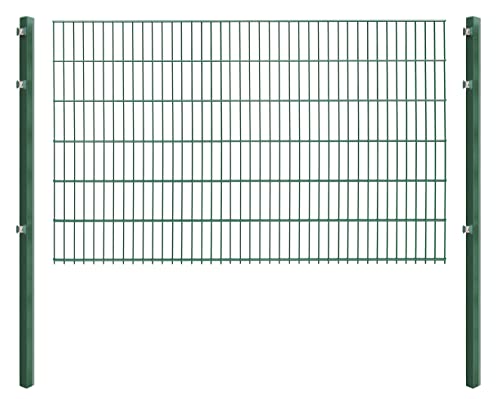 Doppelstabmattenzaun - Komplettset inkl. Pfosten (60x40mm) und Montagematerial - Verschiedene Längen und Höhen – Grün oder Anthrazit (L 10 m - H 123 cm, grün) von Koll Living Garden