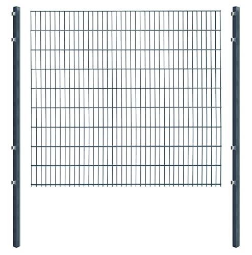 Doppelstabmattenzaun - Komplettset inkl. Pfosten (60x40mm) und Montagematerial - Verschiedene Längen und Höhen – Grün oder Anthrazit (L 12 m - H 183 cm, anthrazit) von Koll Living Garden