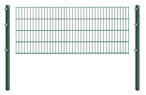 Doppelstabmattenzaun - Komplettset inkl. Pfosten (60x40mm) und Montagematerial - Verschiedene Längen und Höhen – Grün oder Anthrazit (L 20 m - H 83 cm, grün) von Koll Living Garden