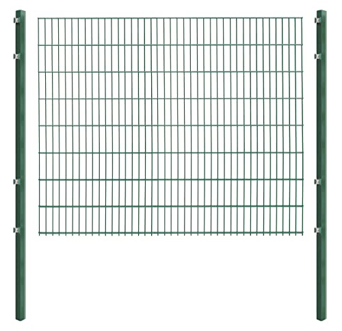 Doppelstabmattenzaun - Komplettset inkl. Pfosten (60x40mm) und Montagematerial - Verschiedene Längen und Höhen – Grün oder Anthrazit (L 4 m - H 163 cm, grün) von Koll Living Garden