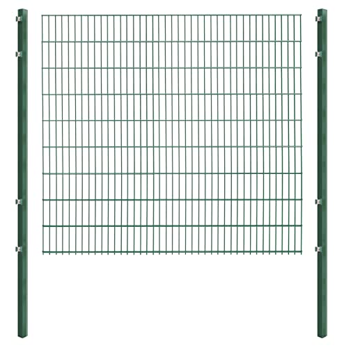 Doppelstabmattenzaun - Komplettset inkl. Pfosten (60x40mm) und Montagematerial - Verschiedene Längen und Höhen – Grün oder Anthrazit (L 4 m - H 183 cm, grün) von Koll Living Garden