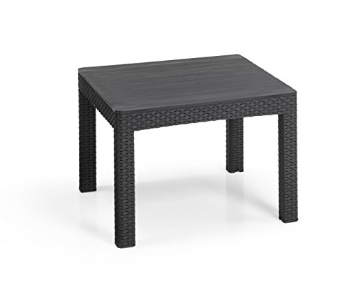 Koll Living Beistelltisch, Graphit - ansprechende Rattanoptik - Rezolith-Tischplatte in Holzoptik - vielseitig mit Anderen Gartenmöbeln kombinierbar von Koll Living