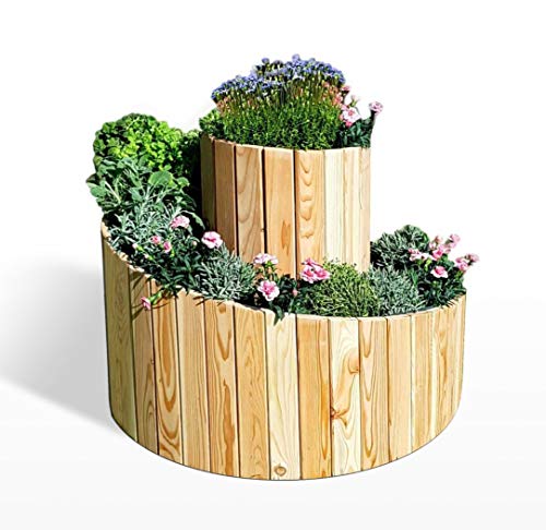 Koll Living Garden Kräuterspirale aus Lärche - Durchmesser 75-100 cm x H 24-74 cm - die Kräuterschnecke ist auch als Blumenbeet nutzbar von Koll Living Garden