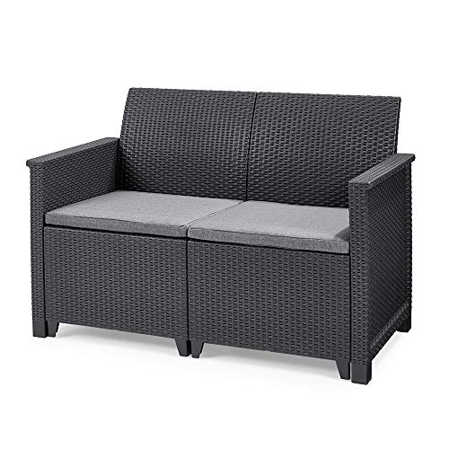 Koll Living Garden Lounge Sofa, 2-Sitzer - stilvolles Sofa in Rattan Optik - inklusive Sitzkissen - ergonomische Rückenlehne für maximalen Sitzkomfort von Koll Living Garden