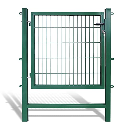 Gartentor Easy (Besonderheit : kein ausrichten der Pfosten notwendig durch Querverbindung !), BxH 1 x 1 m, grün - Tor für Doppelstabmattenzaun - komplett mit Pfosten, Montagematerial & Schloss von Koll Living